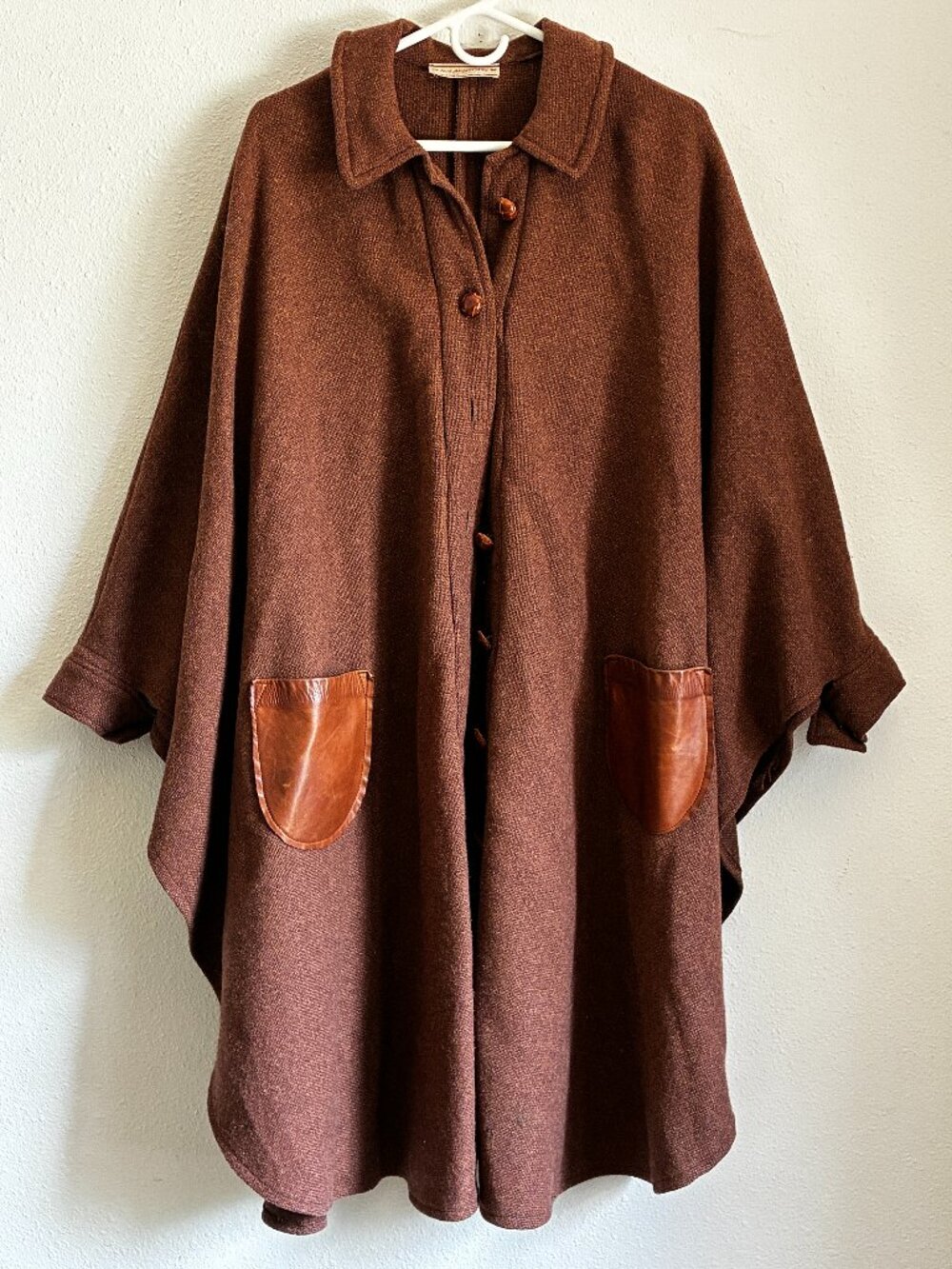 Vintage 70s Cottagecore Aunt Abigail's Attic Brown Jacket Wool Coat Cape